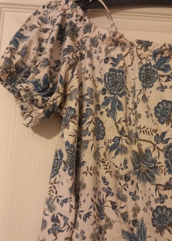 Bohem Çiçek Desenli Kısa Kollu Bluz - Görsel 6