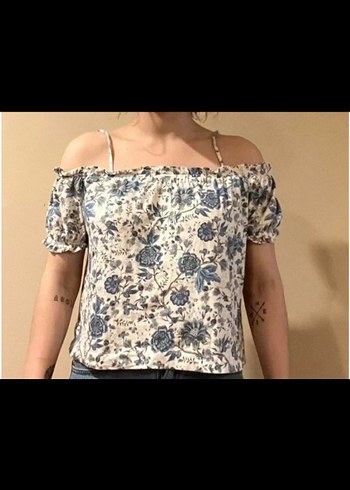 Bohem Çiçek Desenli Kısa Kollu Bluz - Görsel 7