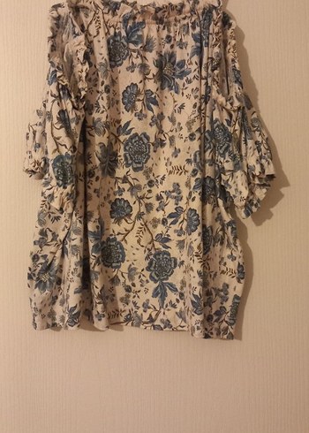 Bohem Çiçek Desenli Kısa Kollu Bluz - Görsel 2