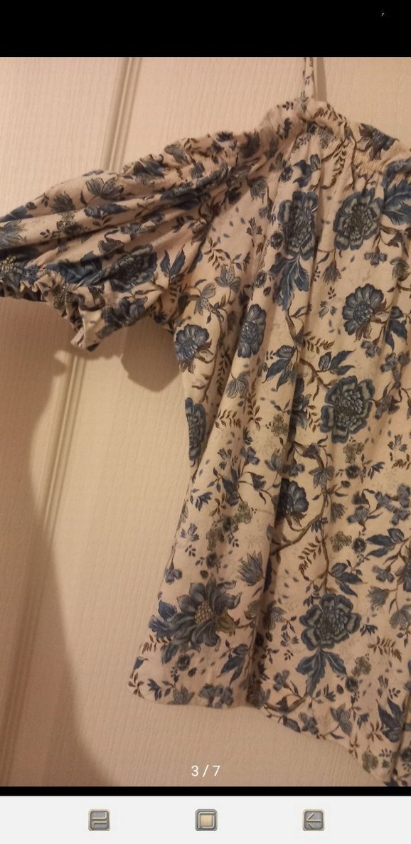 Bohem Çiçek Desenli Kısa Kollu Bluz - Görsel 3