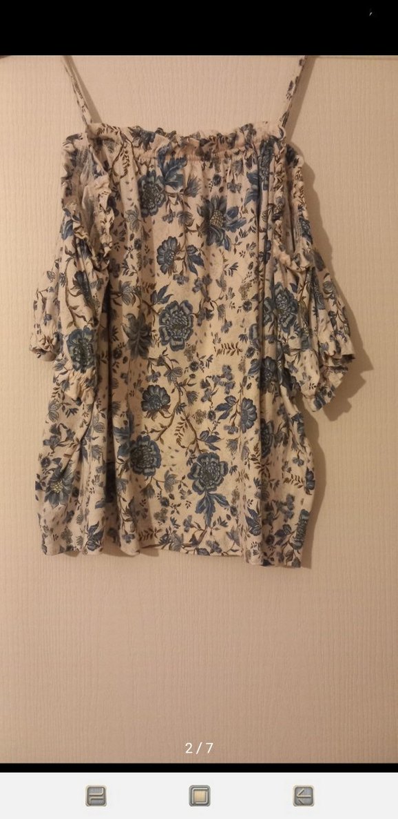 Bohem Çiçek Desenli Kısa Kollu Bluz - Görsel 2