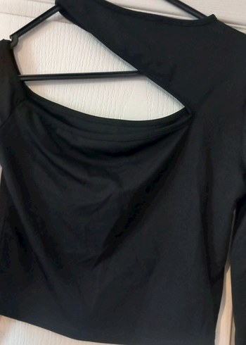 Siyah V Yakalı Uzun Kollu Mini Bluz - Görsel 4