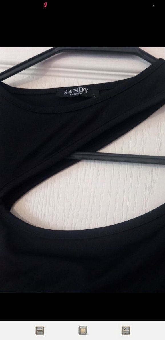 Siyah V Yakalı Uzun Kollu Mini Bluz - Görsel 2