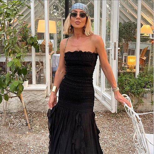 Zara drapeli straplez elbise