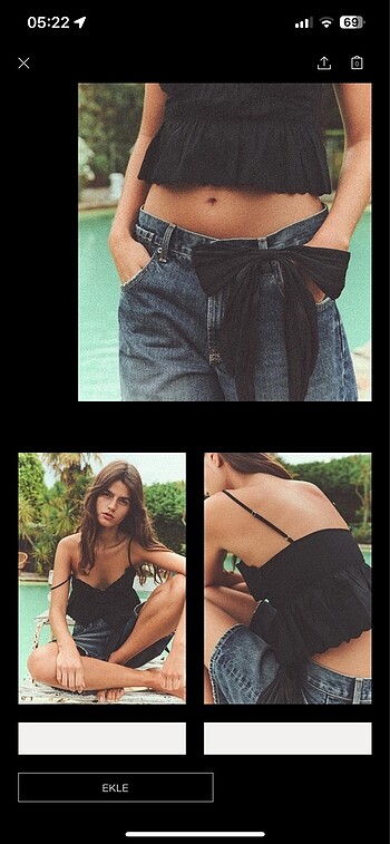 xs Beden Zara işlemeli poplin bluz