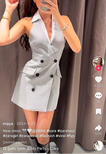 xs Beden Zara kombine halter yaka mini elbise