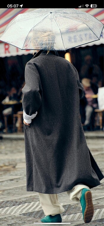l Beden gri Renk Zara çift düğmeli oversize kaban