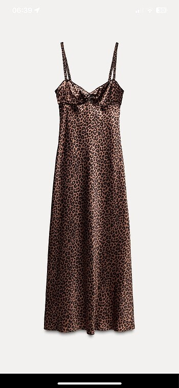 Zara leopar saten elbise
