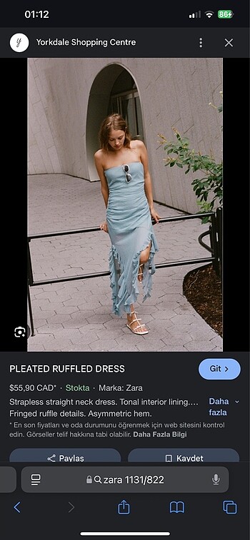 Zara volanlı pilili elbise
