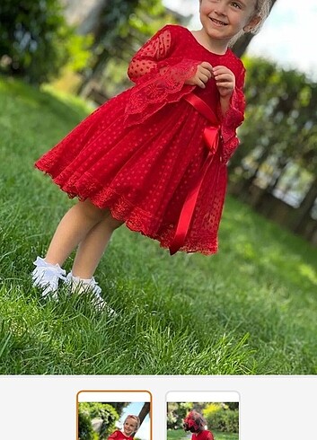 Kırmızı kız bebek çocuk elbise