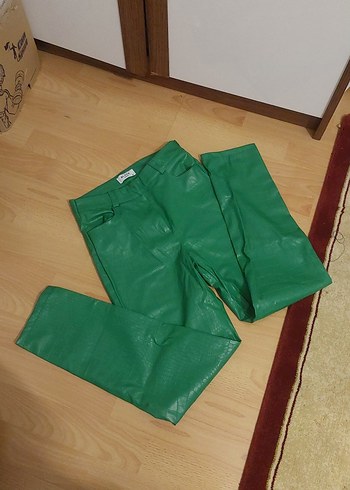 Deri Yeşil Kadın Midi Pantolon - Görsel 2