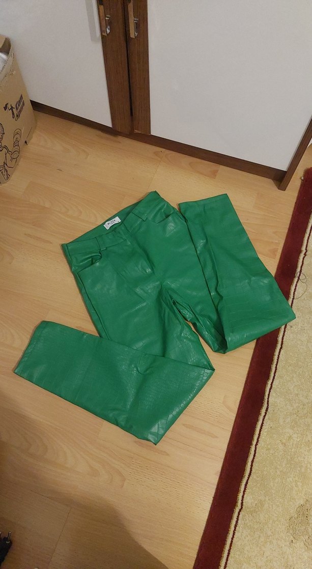 Deri Yeşil Kadın Midi Pantolon - Görsel 2