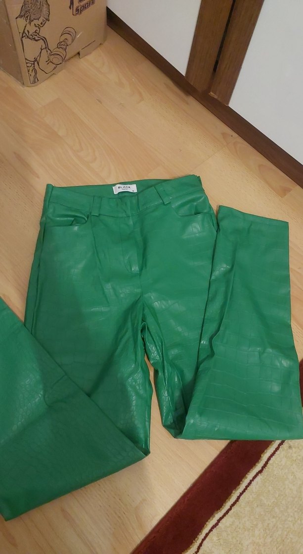 Deri Yeşil Kadın Midi Pantolon - Görsel 4