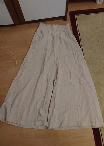 Bej Kadın Keten Salaş Pantolon - Görsel 3