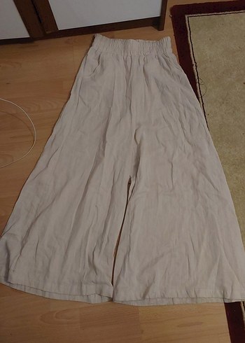 Bej Kadın Keten Salaş Pantolon - Görsel 2