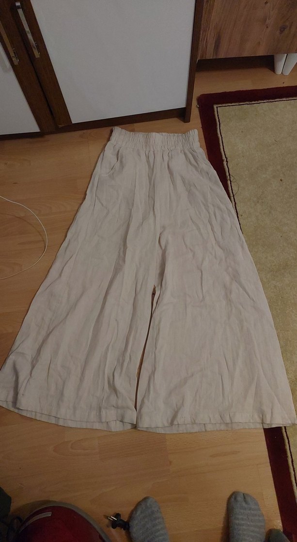 Bej Kadın Keten Salaş Pantolon - Görsel 3