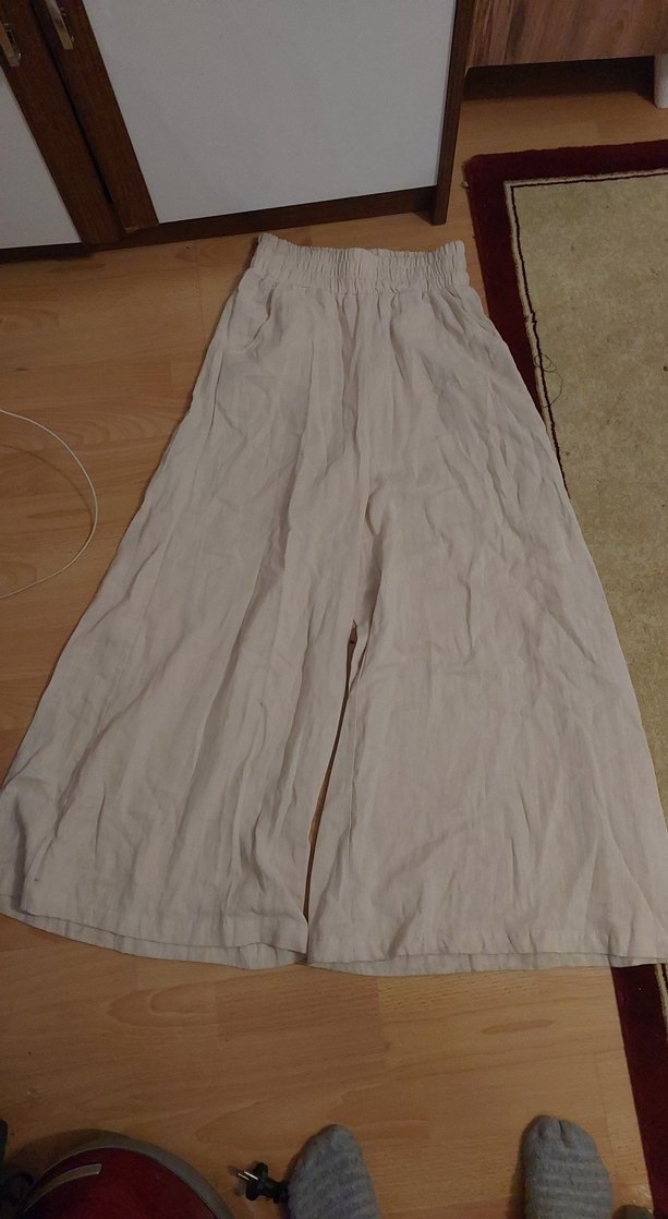 Bej Kadın Keten Salaş Pantolon - Görsel 2