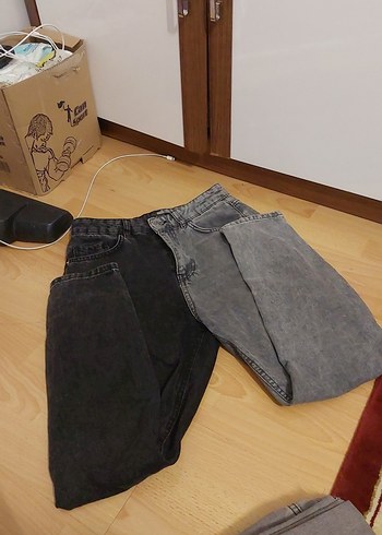 Kadın Gri Bol Kesim Midi Kot Pantolon - Görsel 3