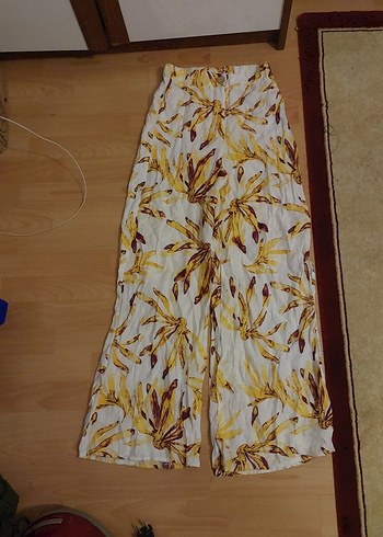 Sarı Desenli Bohem Bol Paça Kadın Pantolon - Görsel 3