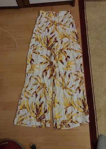 Sarı Desenli Bohem Bol Paça Kadın Pantolon - Görsel 2