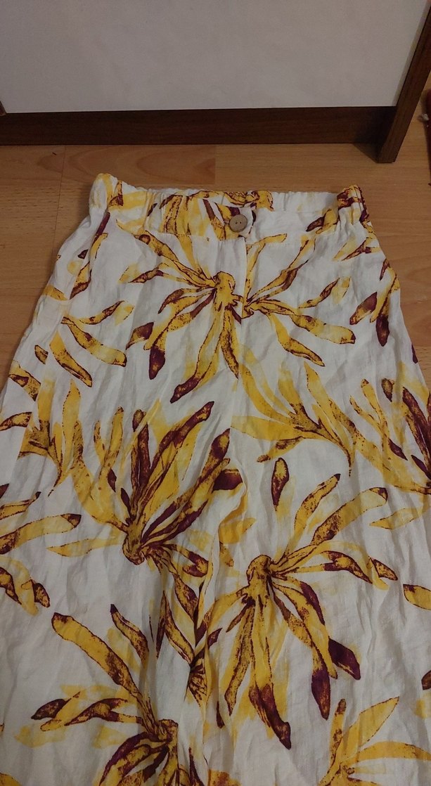 Sarı Desenli Bohem Bol Paça Kadın Pantolon - Görsel 4