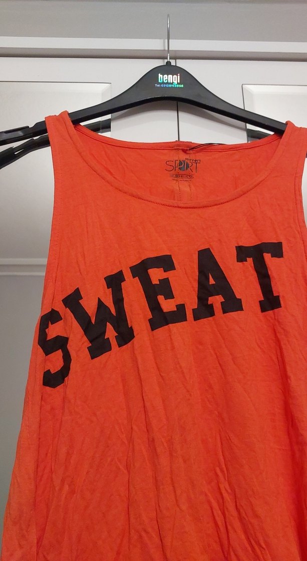 Turuncu Baskılı Pamuklu Atlet - Görsel 3