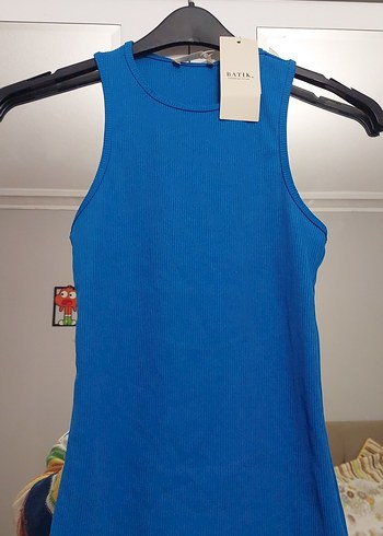 Mavi Yüksek Yakalı Kadın Atlet - Görsel 3