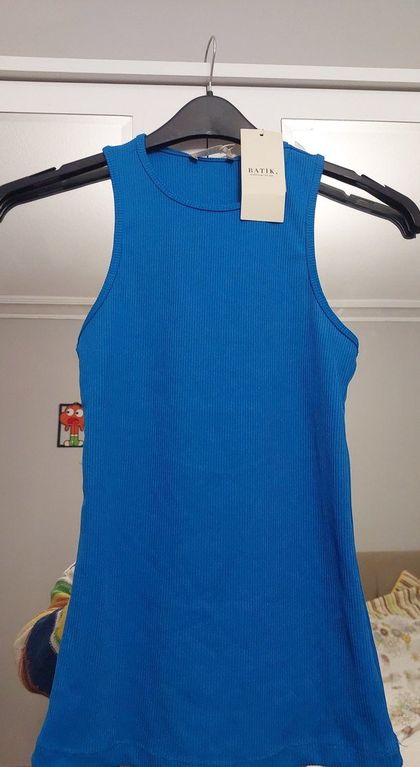 Mavi Yüksek Yakalı Kadın Atlet - Görsel 3