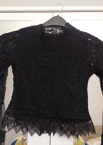 Dantel Detaylı Siyah Gotik Bluz - Görsel 8