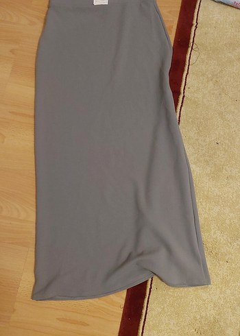 Gri Drapeli Kadın Uzun Etek kalem etek - Görsel 4