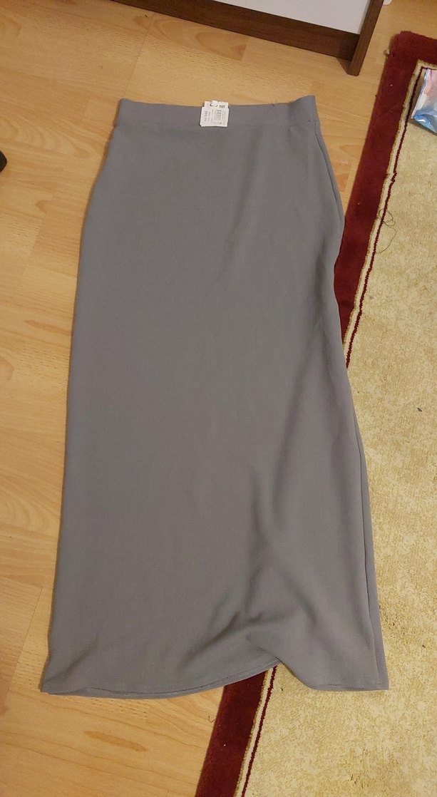Gri Drapeli Kadın Uzun Etek kalem etek - Görsel 2
