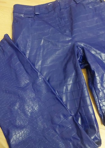 Lacivert Deri Kadın Dar Kesim Pantolon - Görsel 2