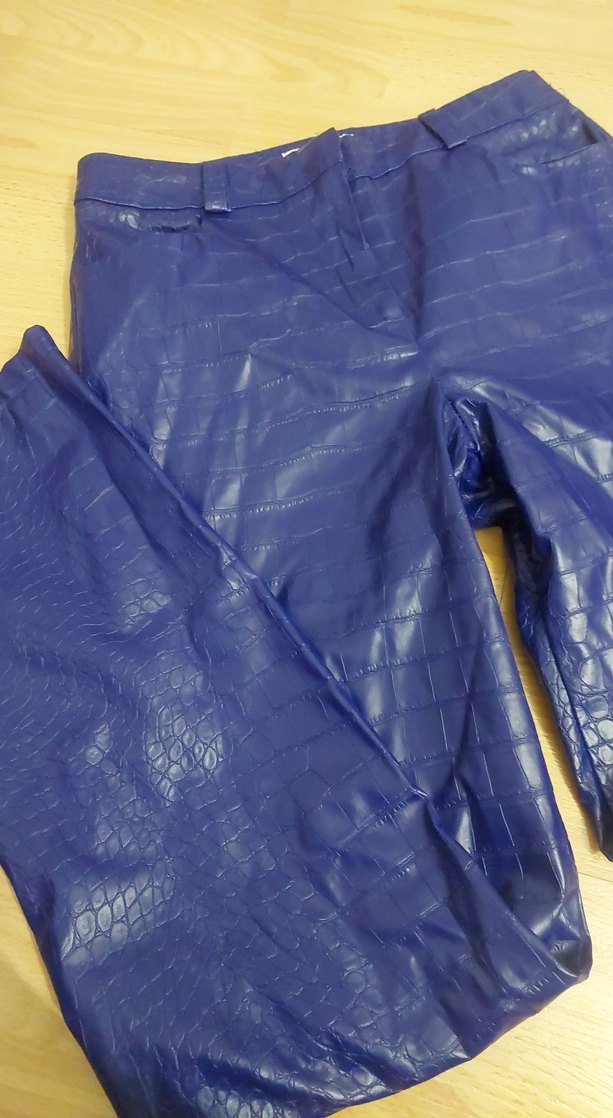 Lacivert Deri Kadın Dar Kesim Pantolon - Görsel 2