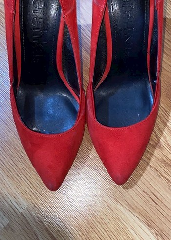 Kırmızı Süet Stiletto Topuklu Kadın Ayakkabı - Görsel 2