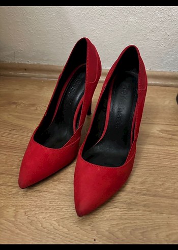Kırmızı Süet Stiletto Topuklu Kadın Ayakkabı - Görsel 4