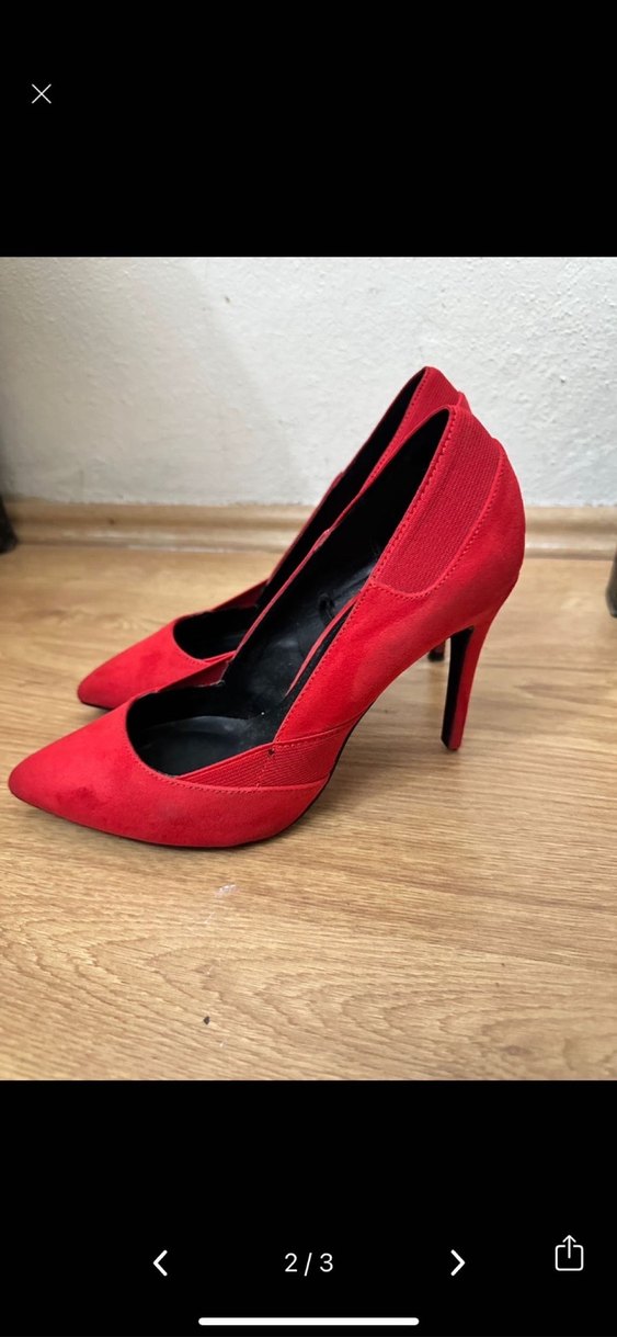 Kırmızı Süet Stiletto Topuklu Kadın Ayakkabı - Görsel 3