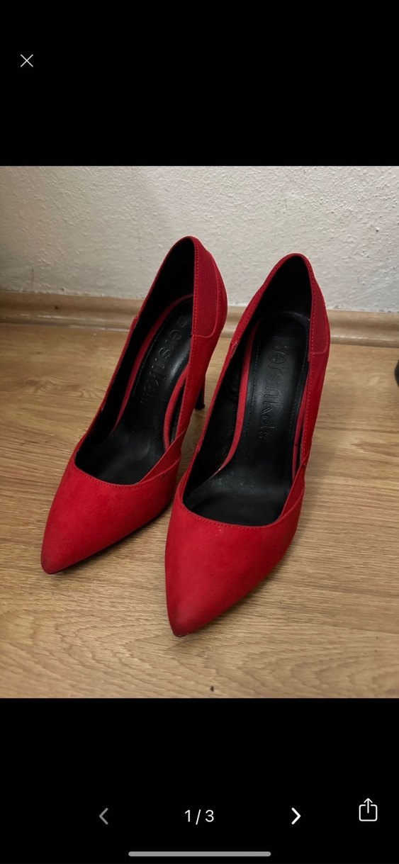 Kırmızı Süet Stiletto Topuklu Kadın Ayakkabı - Görsel 4