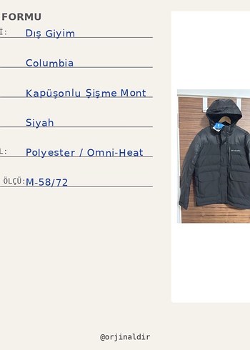 Columbia Siyah Kapüşonlu Erkek Mont - Görsel 2