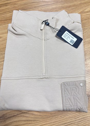 Armani Exchange Bej Fermuarlı Uzun Kollu Erkek Sweatshirt - Görsel 4