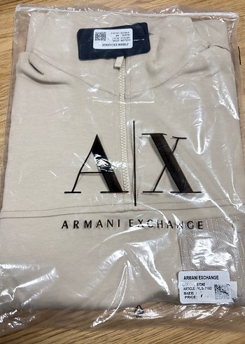 Armani Exchange Bej Fermuarlı Uzun Kollu Erkek Sweatshirt - Görsel 5