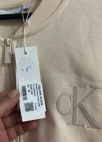 Calvin Klein Bej Fermuarlı Sweatshirt Ceket - Görsel 5