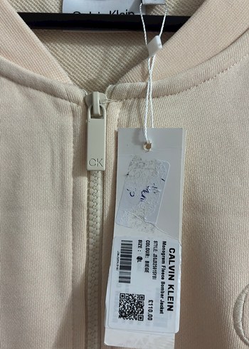 Calvin Klein Bej Fermuarlı Sweatshirt Ceket - Görsel 3