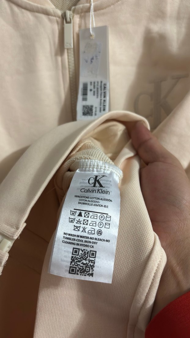 Calvin Klein Bej Fermuarlı Sweatshirt Ceket - Görsel 4