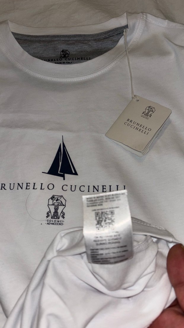Brunello Cucinelli Beyaz Baskılı Erkek Tişört - Görsel 3