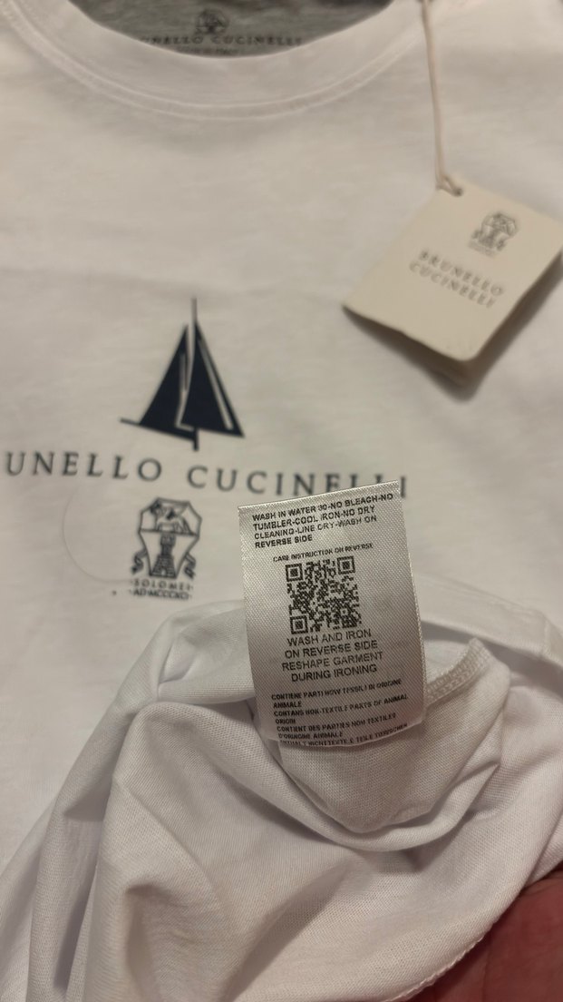 Brunello Cucinelli Beyaz Baskılı Erkek Tişört - Görsel 5