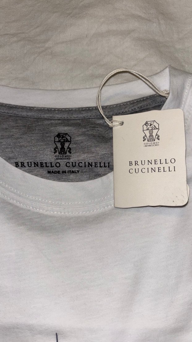 Brunello Cucinelli Beyaz Baskılı Erkek Tişört - Görsel 2