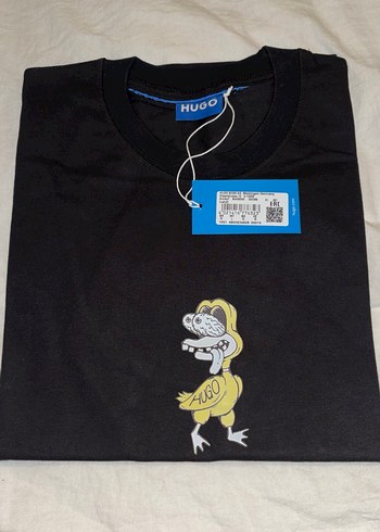 Hugo Siyah Baskılı Erkek Tişört - Görsel 4