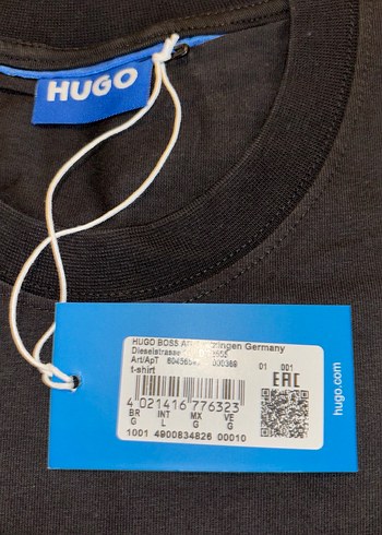 Hugo Siyah Baskılı Erkek Tişört - Görsel 3