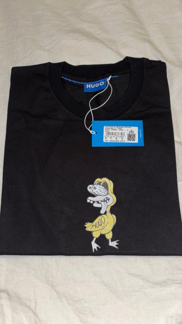 Hugo Siyah Baskılı Erkek Tişört - Görsel 4
