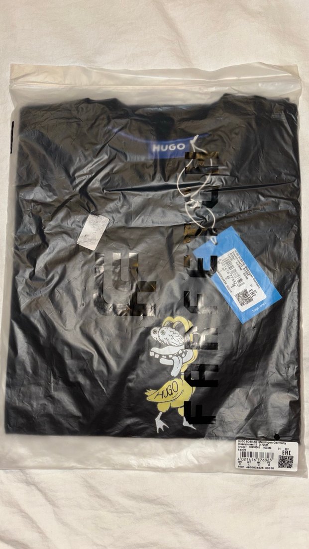 Hugo Siyah Baskılı Erkek Tişört - Görsel 2